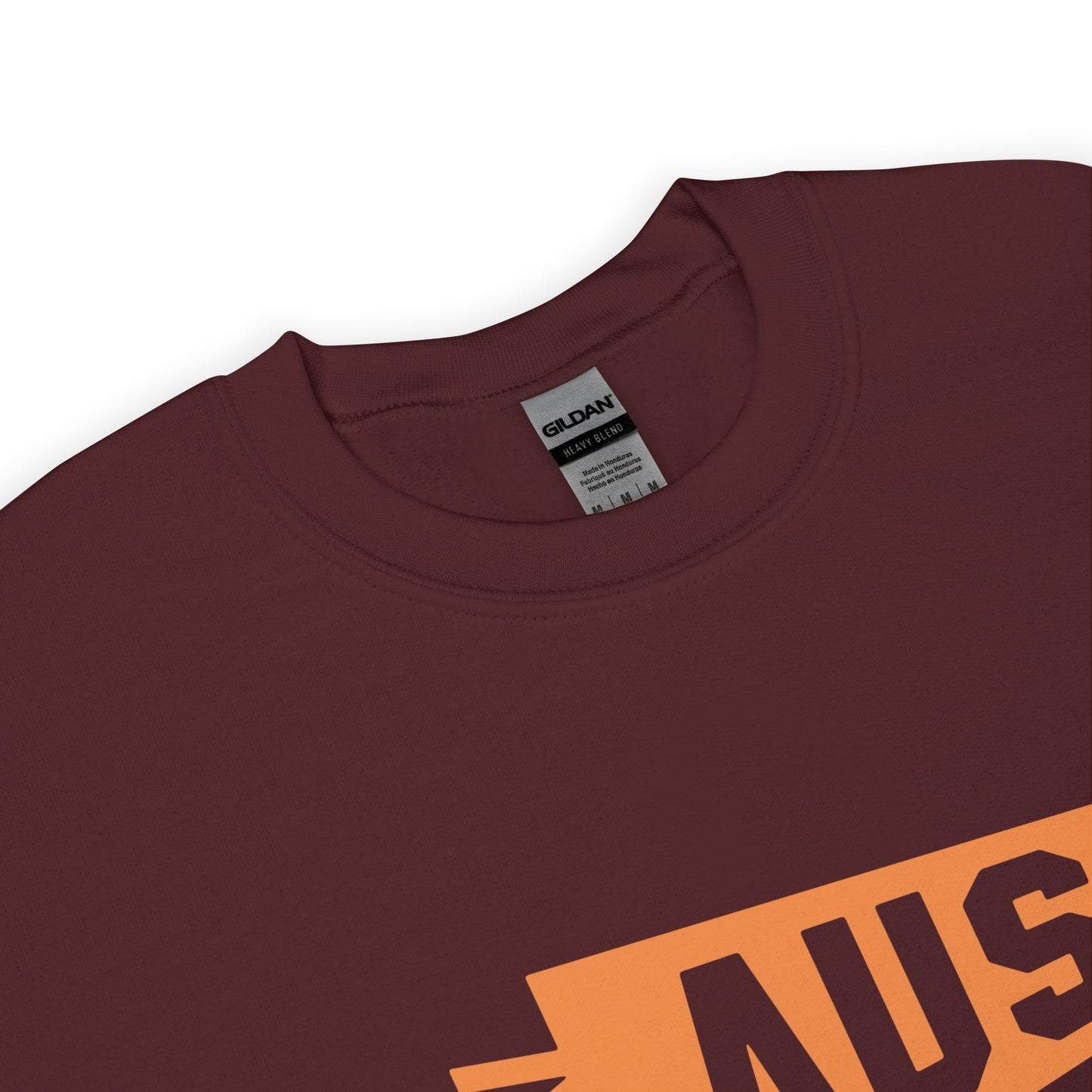Airport Code Sweatshirt - Orange Graphic • AUS Austin • YHM Designs - Image 04