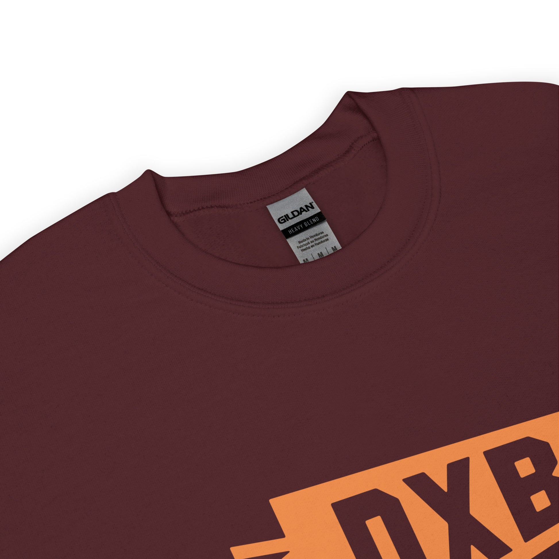 Airport Code Sweatshirt - Orange Graphic • DXB Dubai • YHM Designs - Image 04