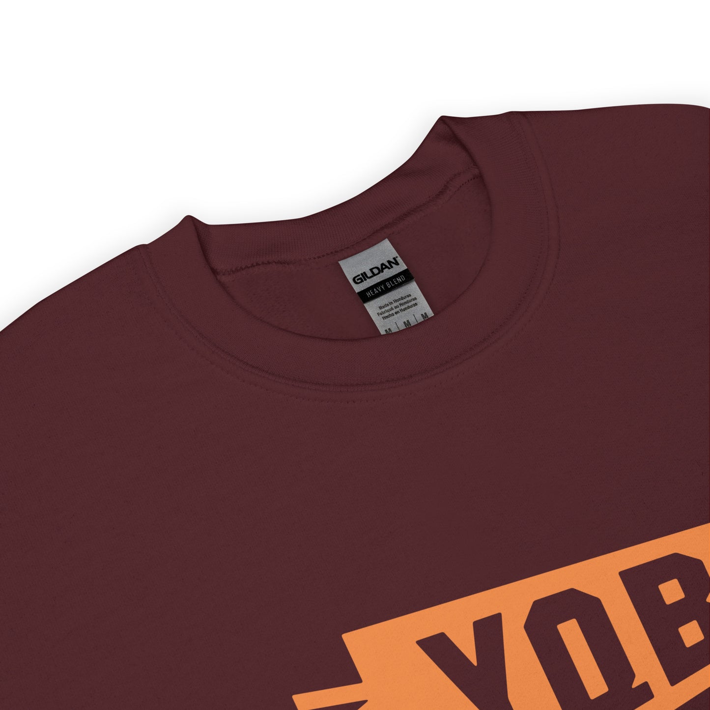 Airport Code Sweatshirt - Orange Graphic • YQB Quebec City • YHM Designs - Image 04