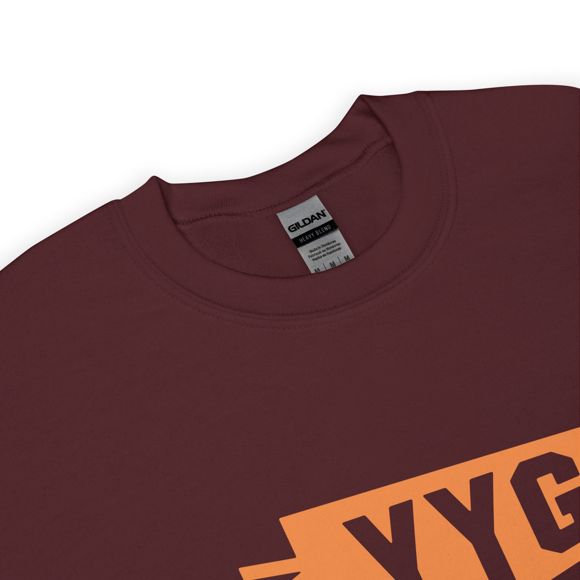 Airport Code Sweatshirt - Orange Graphic • YYG Charlottetown • YHM Designs - Image 04