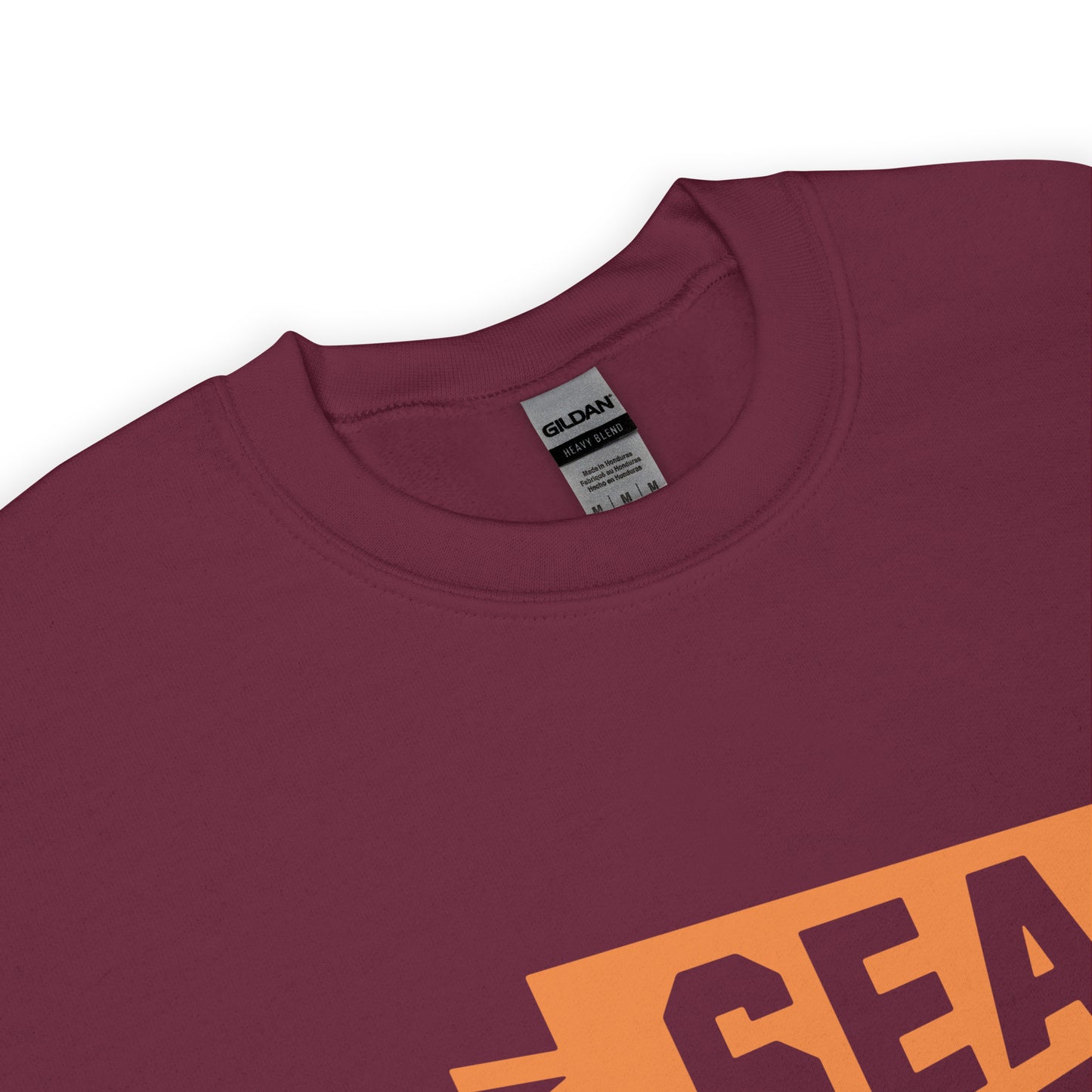 Airport Code Sweatshirt - Orange Graphic • SEA Seattle • YHM Designs - Image 03