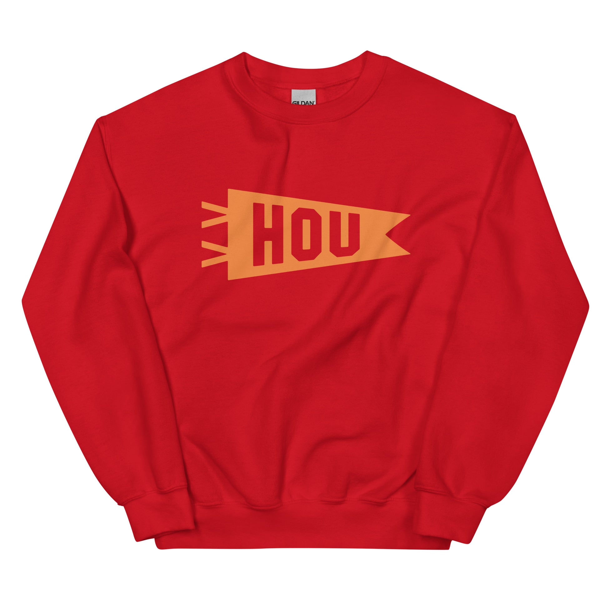 HOU Houston Unisex Sweatshirt • Banner Design in Orange • YHM Designs - Image 01