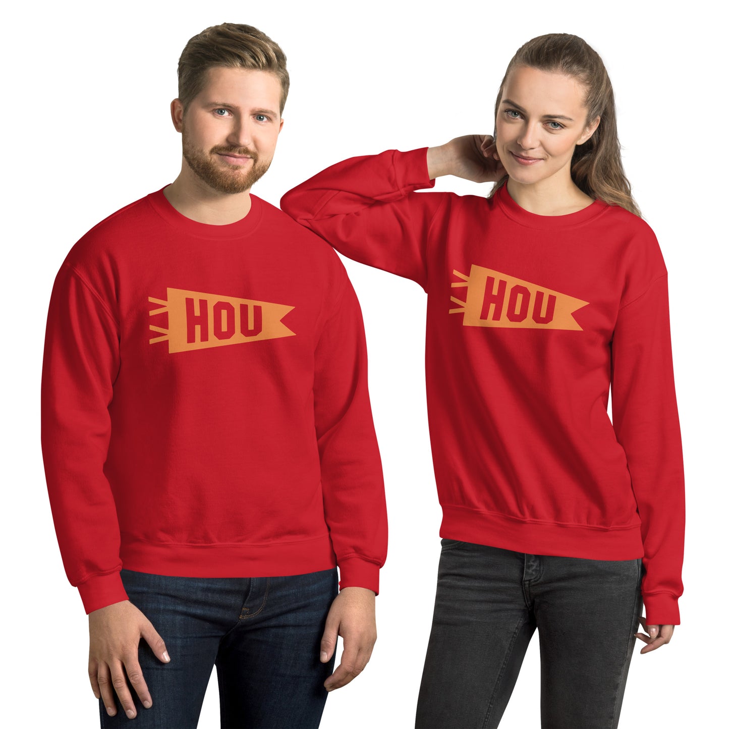 HOU Houston Unisex Sweatshirt • Banner Design in Orange • YHM Designs - Image 09