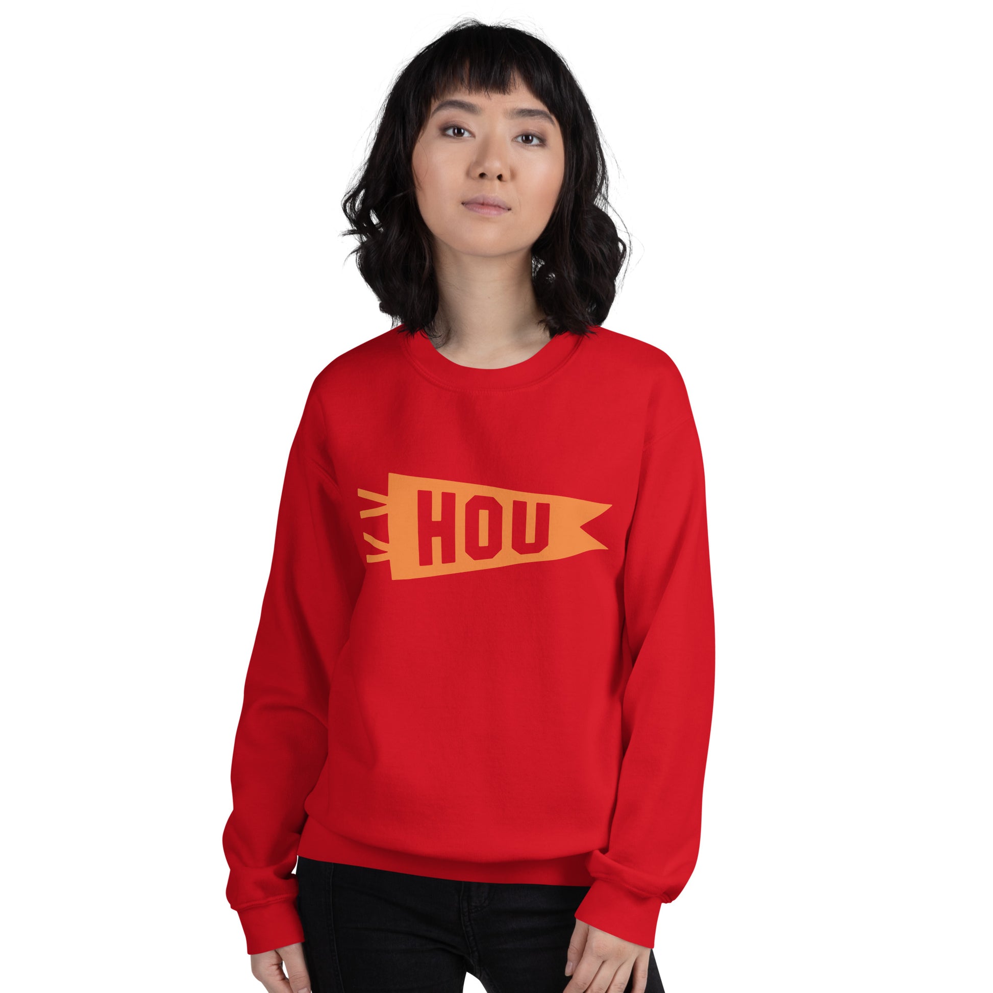 HOU Houston Unisex Sweatshirt • Banner Design in Orange • YHM Designs - Image 10