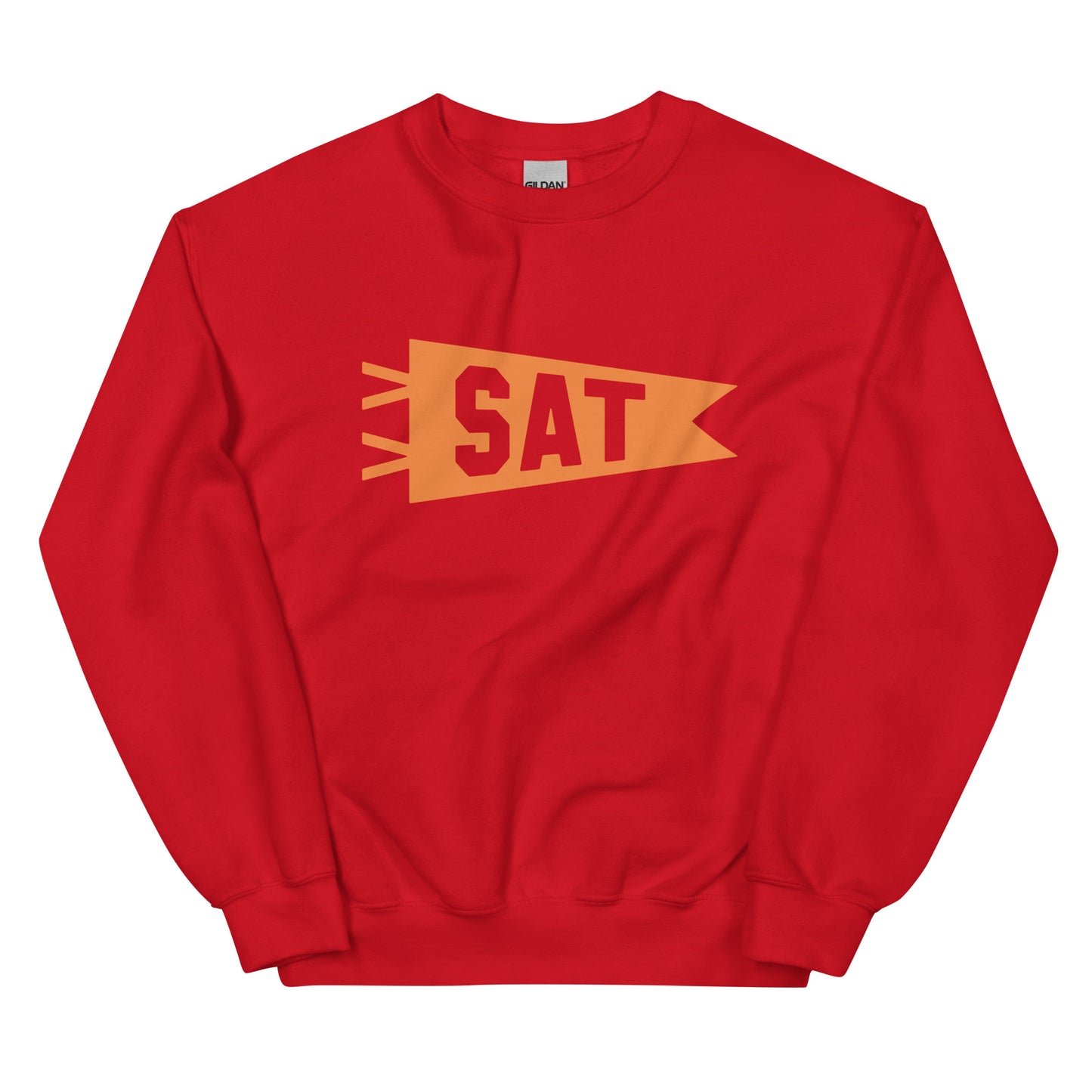 SAT San Antonio Unisex Sweatshirt • Banner Design in Orange • YHM Designs - Image 01