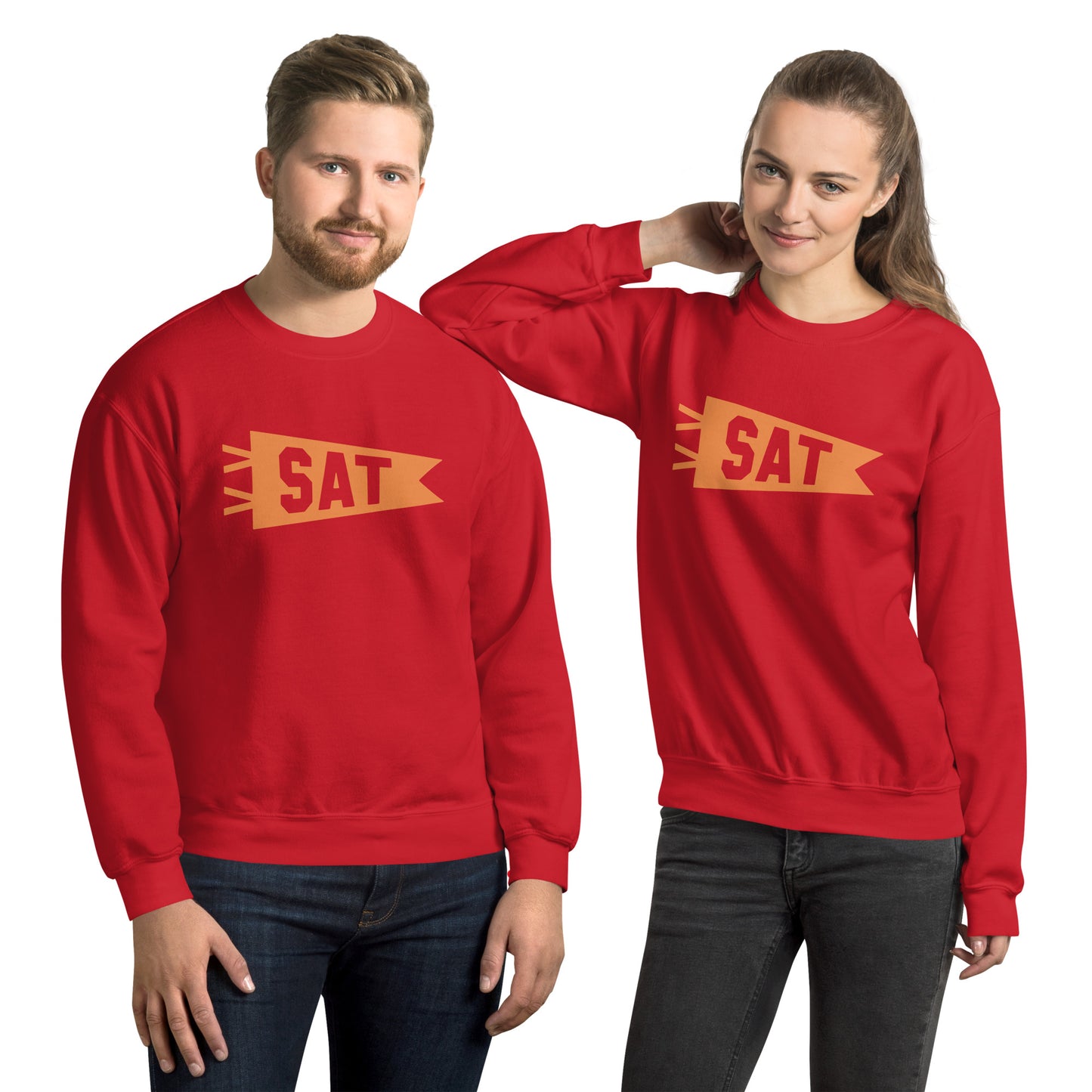 SAT San Antonio Unisex Sweatshirt • Banner Design in Orange • YHM Designs - Image 09