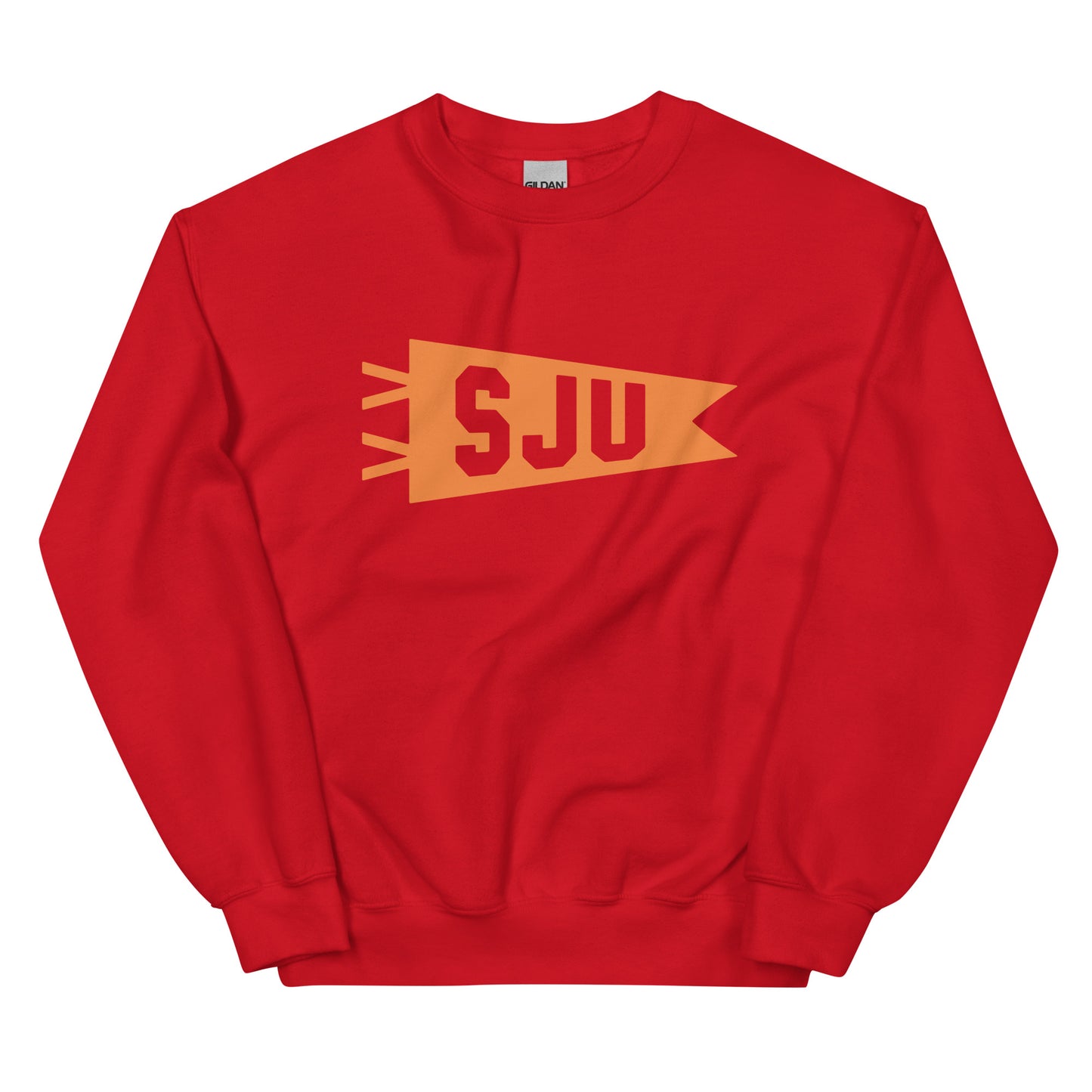 Airport Code Sweatshirt - Orange Graphic • SJU San Juan • YHM Designs - Image 01