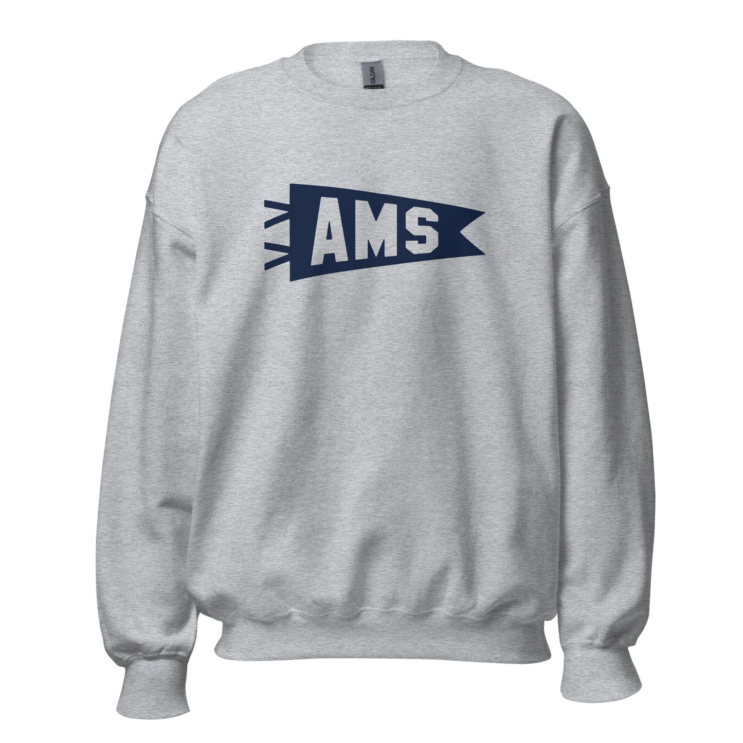 Airport Code Sweatshirt - Navy Blue Graphic • AMS Amsterdam • YHM Designs - Image 08