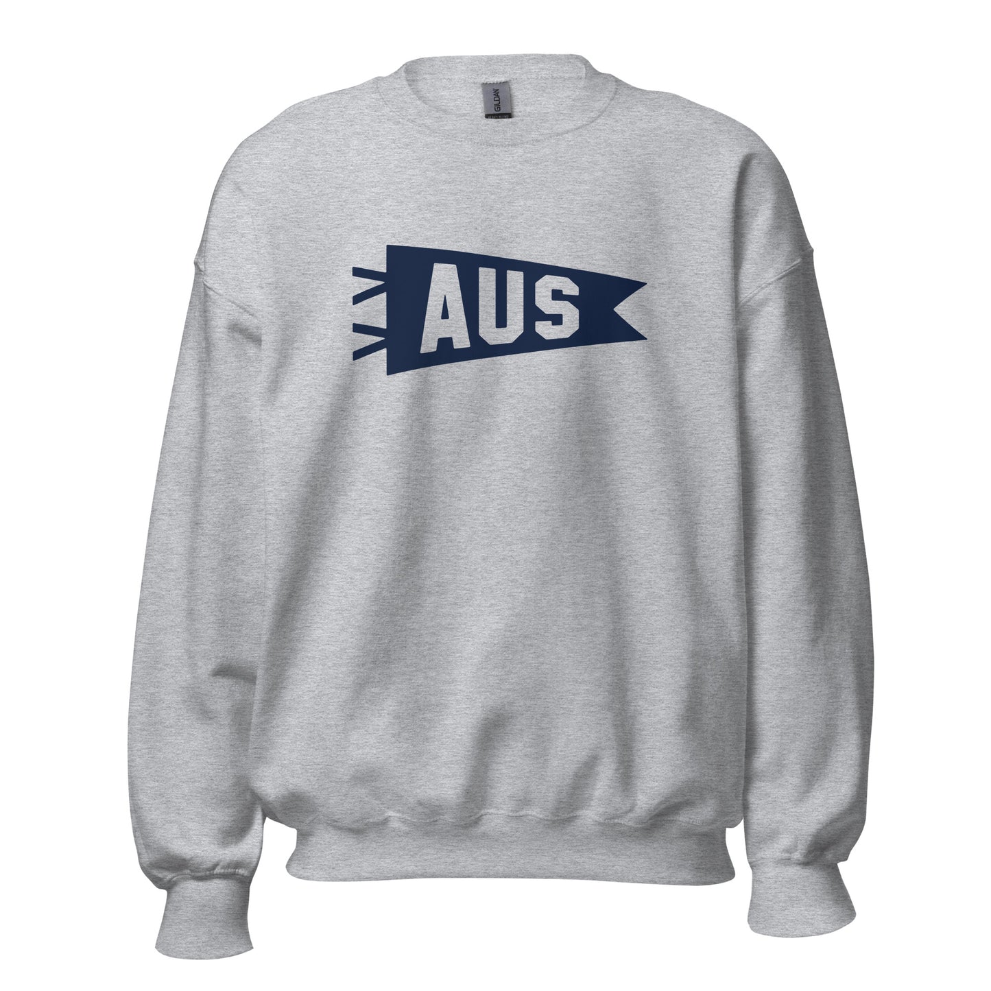 Airport Code Sweatshirt - Navy Blue Graphic • AUS Austin • YHM Designs - Image 08