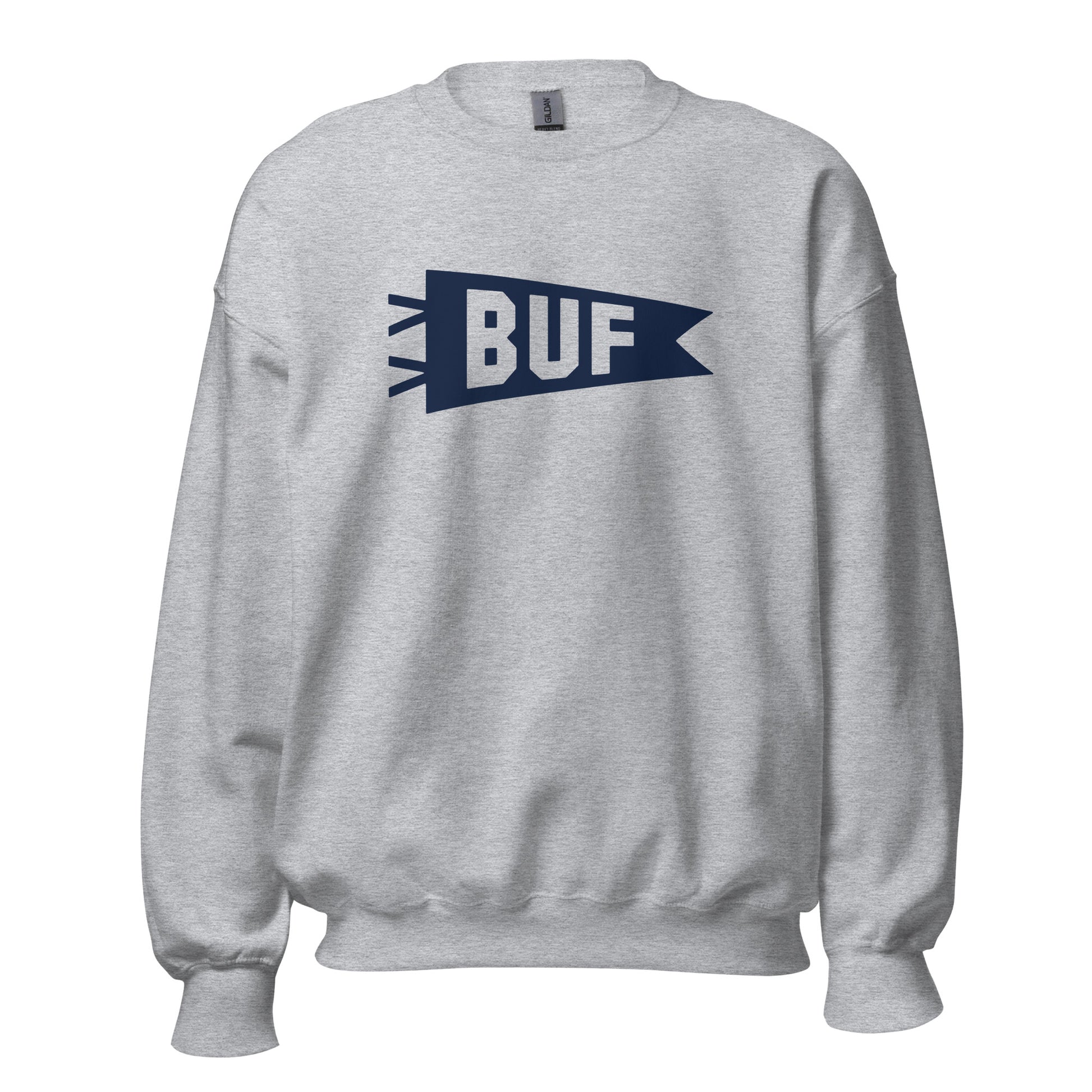 Airport Code Sweatshirt - Navy Blue Graphic • BUF Buffalo • YHM Designs - Image 08