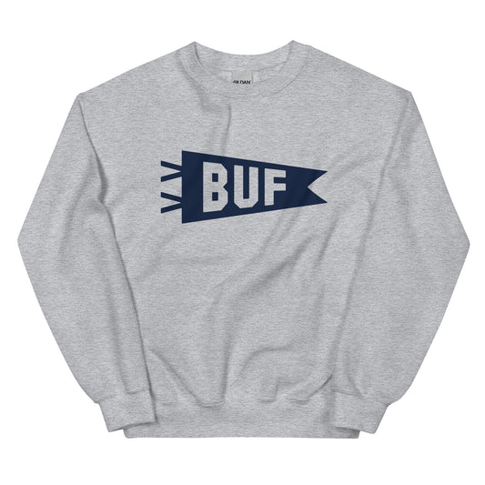 Airport Code Sweatshirt - Navy Blue Graphic • BUF Buffalo • YHM Designs - Image 02