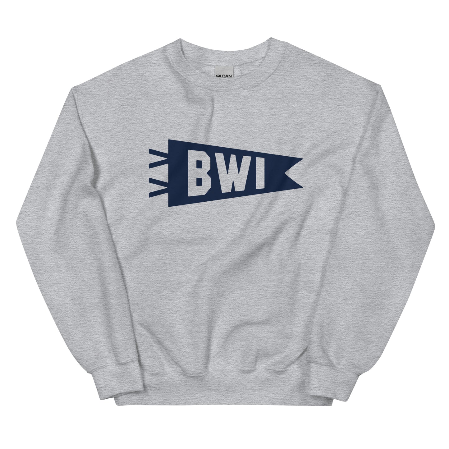 Airport Code Sweatshirt - Navy Blue Graphic • BWI Baltimore • YHM Designs - Image 02