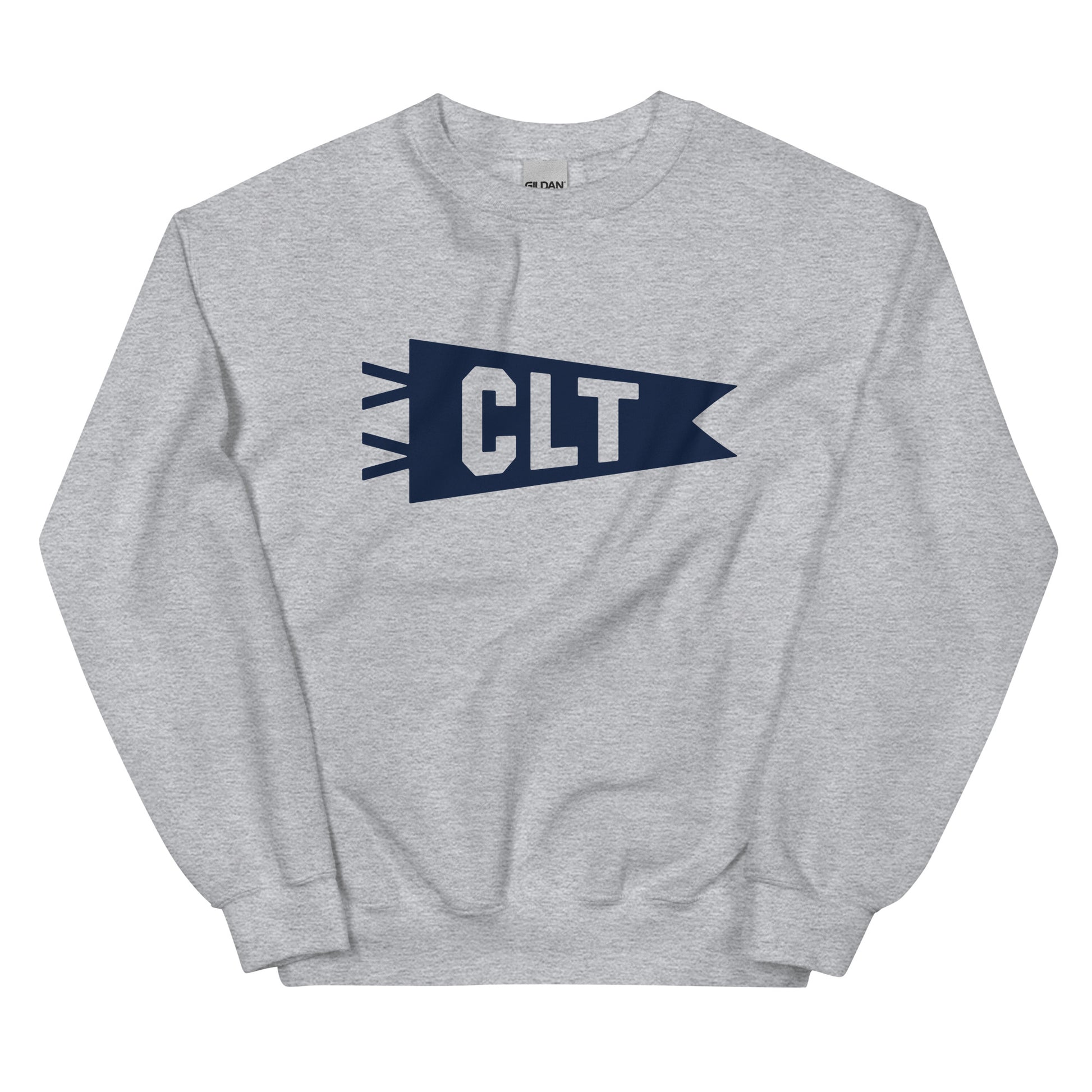 Airport Code Sweatshirt - Navy Blue Graphic • CLT Charlotte • YHM Designs - Image 02