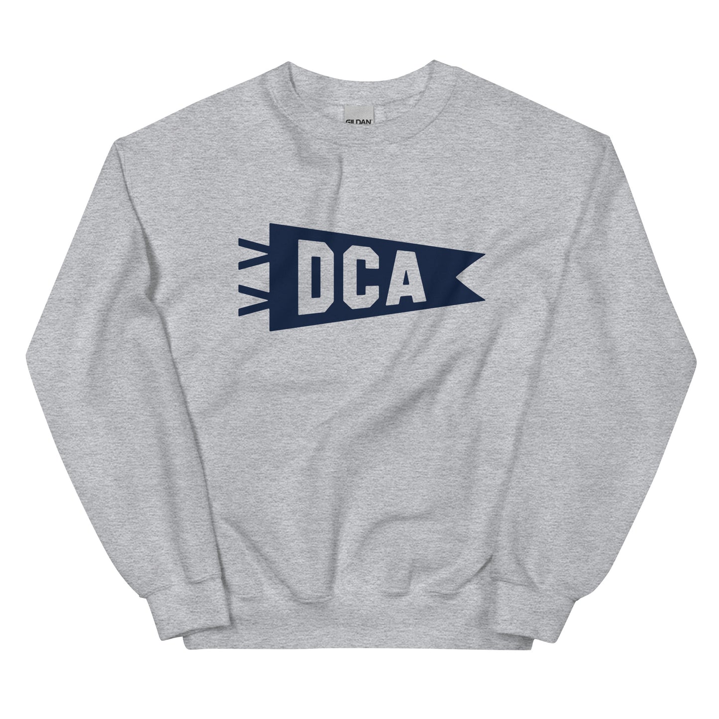 Airport Code Sweatshirt - Navy Blue Graphic • DCA Washington • YHM Designs - Image 02