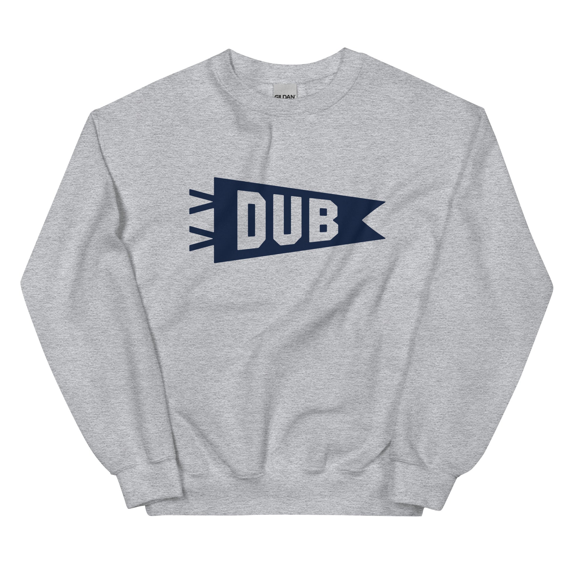 Airport Code Sweatshirt - Navy Blue Graphic • DUB Dublin • YHM Designs - Image 02