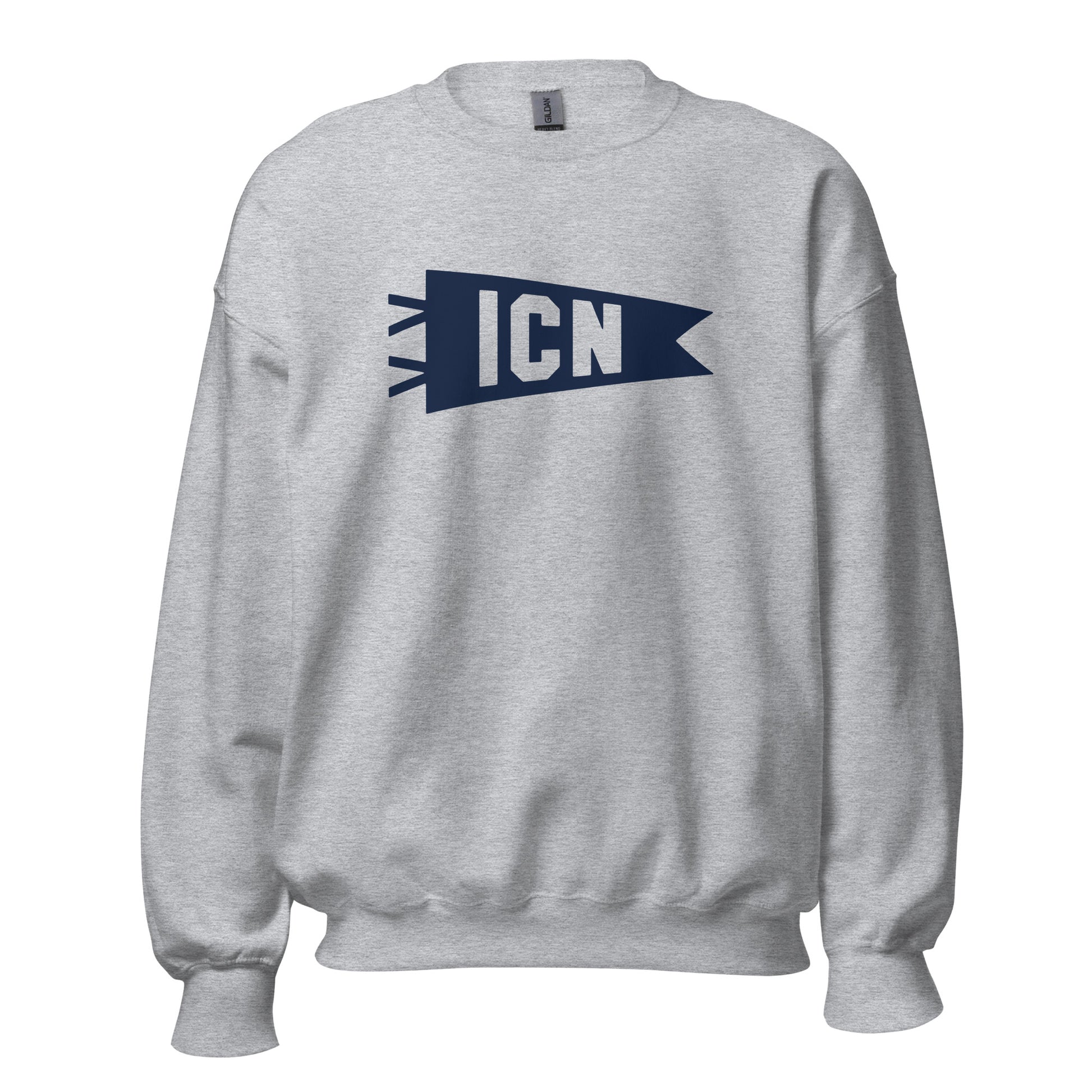 Airport Code Sweatshirt - Navy Blue Graphic • ICN Seoul • YHM Designs - Image 08