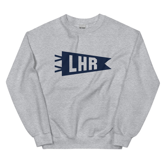 Airport Code Sweatshirt - Navy Blue Graphic • LHR London • YHM Designs - Image 02