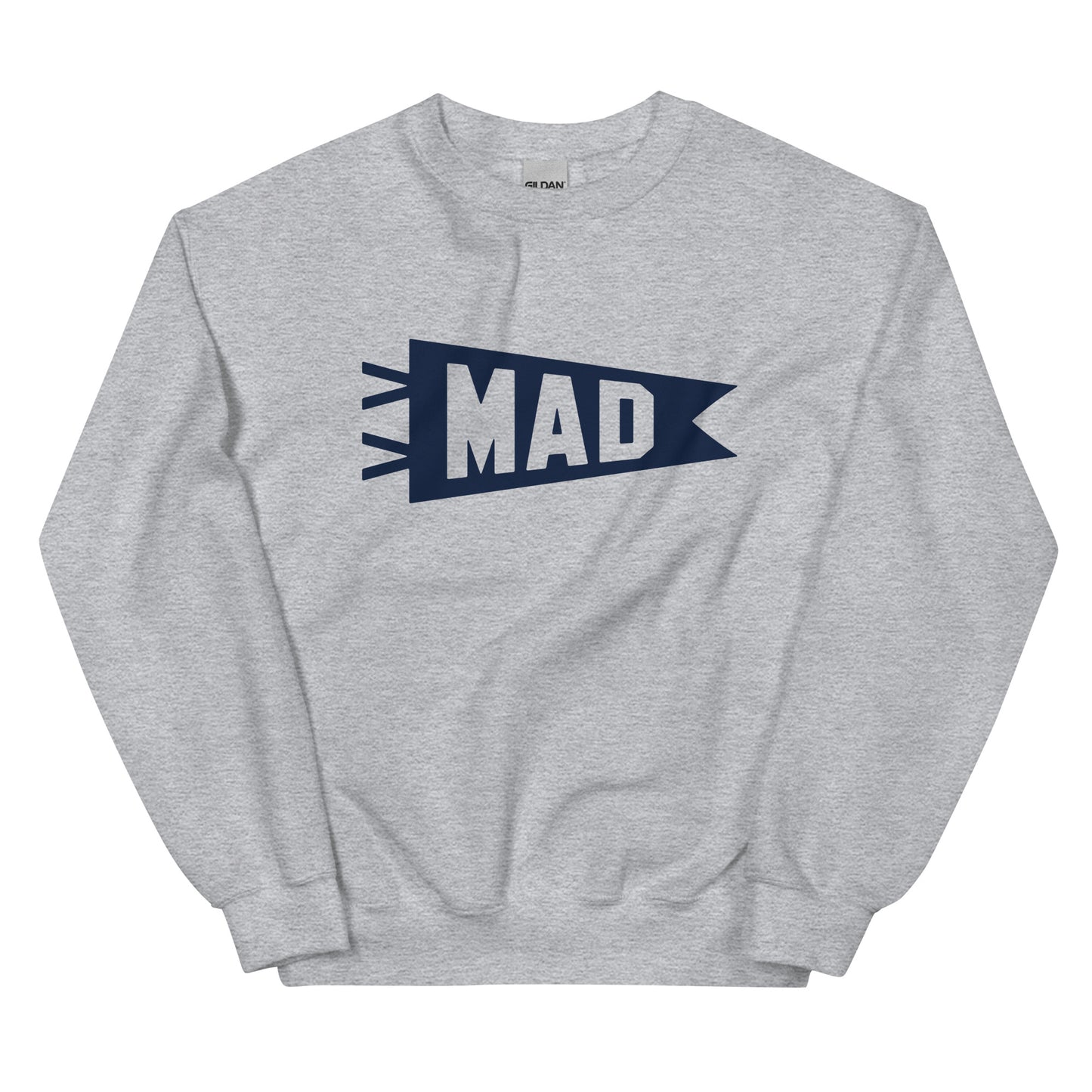 Airport Code Sweatshirt - Navy Blue Graphic • MAD Madrid • YHM Designs - Image 02