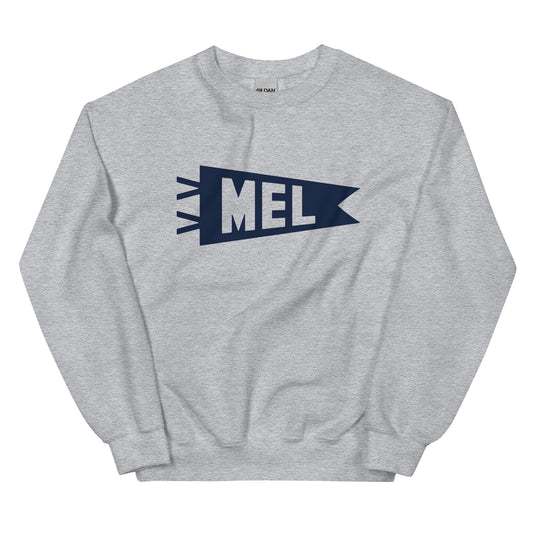 Airport Code Sweatshirt - Navy Blue Graphic • MEL Melbourne • YHM Designs - Image 02