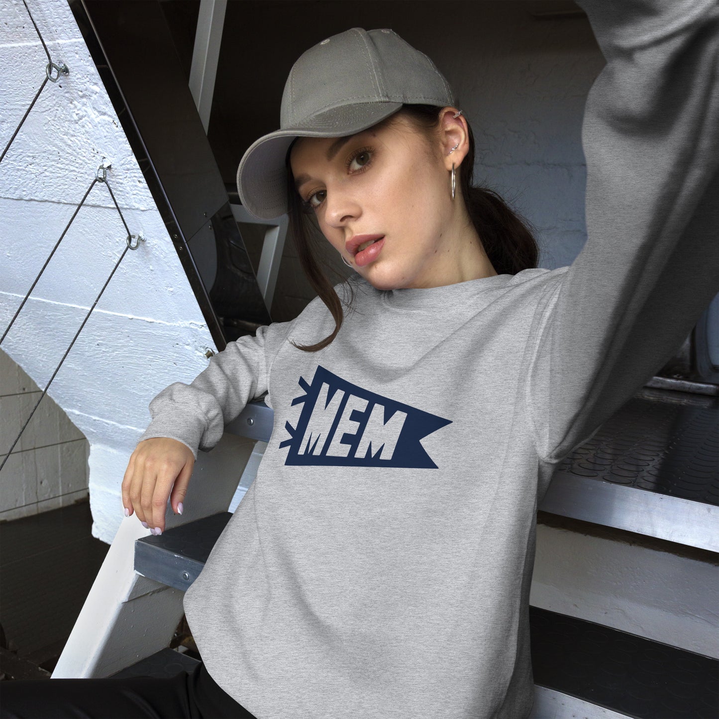 Airport Code Sweatshirt - Navy Blue Graphic • MEM Memphis • YHM Designs - Image 07