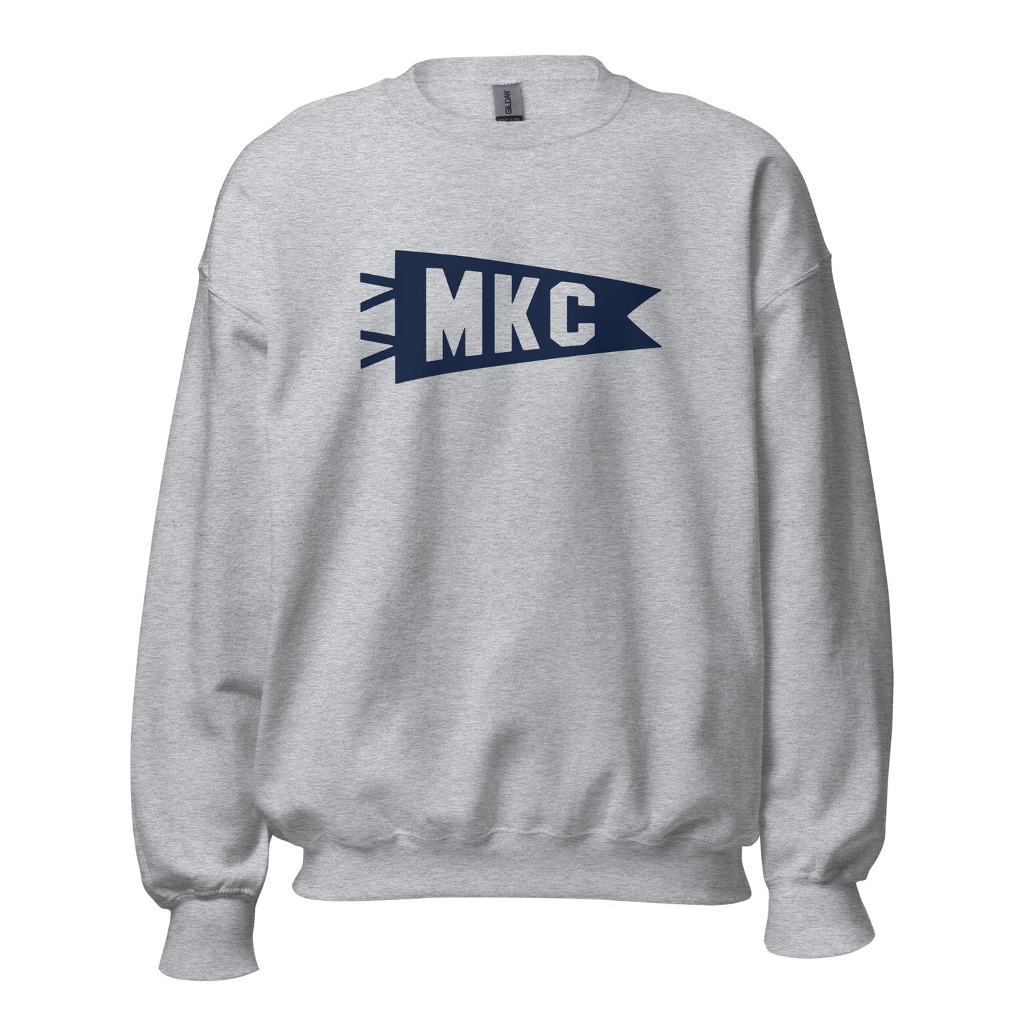 Airport Code Sweatshirt - Navy Blue Graphic • MKC Kansas City • YHM Designs - Image 08