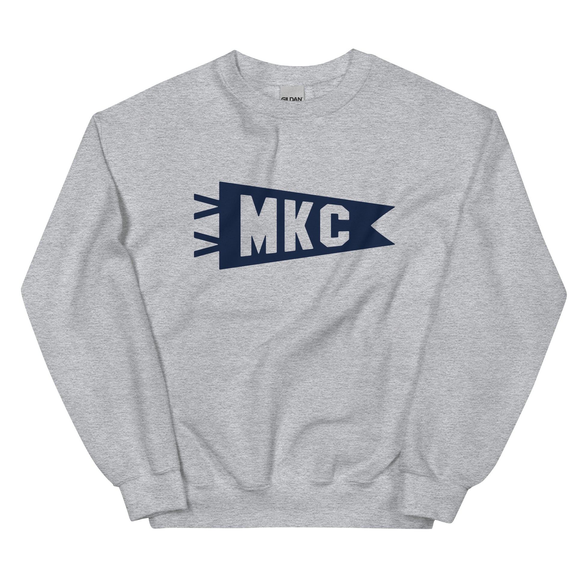 Airport Code Sweatshirt - Navy Blue Graphic • MKC Kansas City • YHM Designs - Image 02