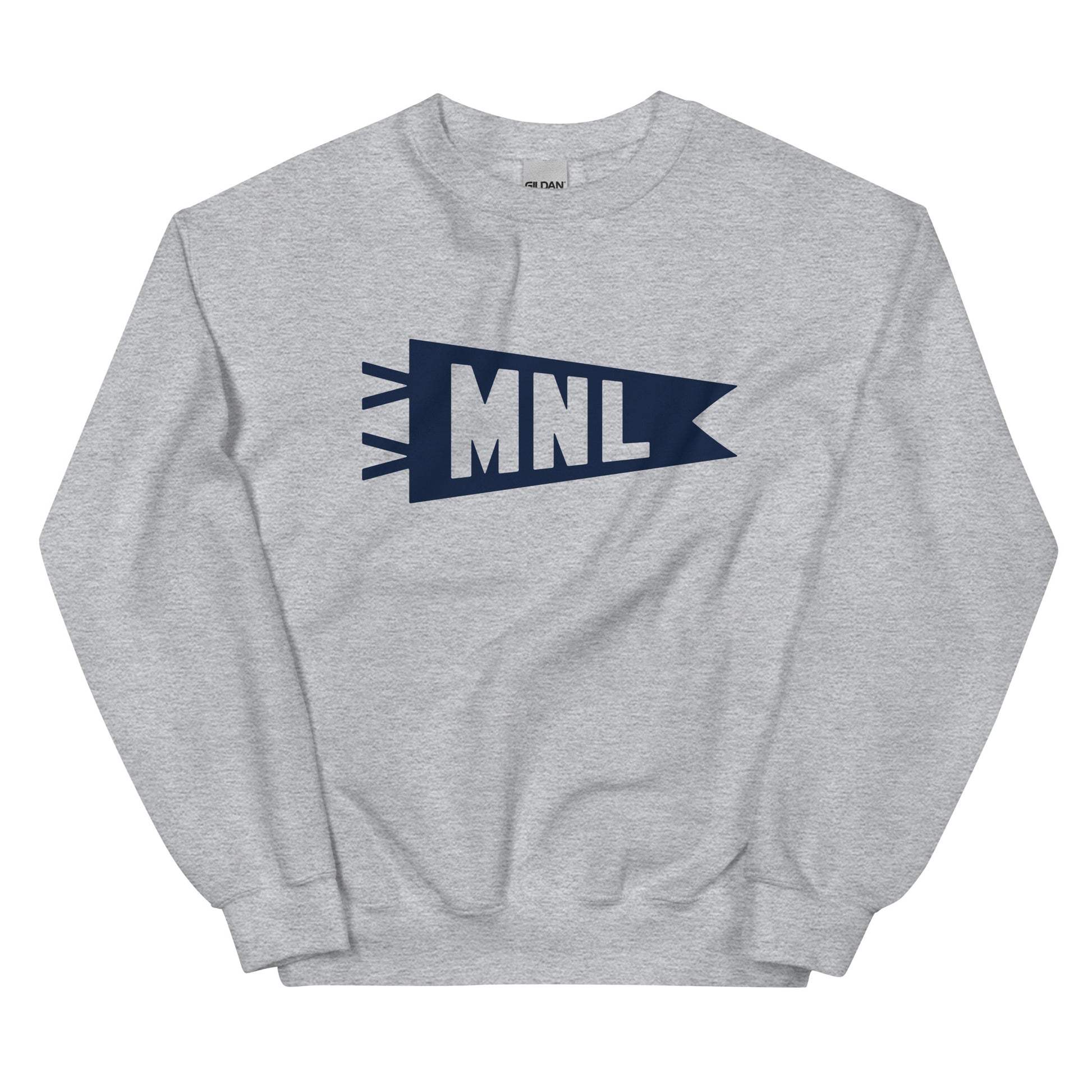 Airport Code Sweatshirt - Navy Blue Graphic • MNL Manila • YHM Designs - Image 02
