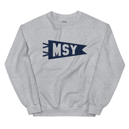 Airport Code Sweatshirt - Navy Blue Graphic • MSY New Orleans • YHM Designs - Image 02