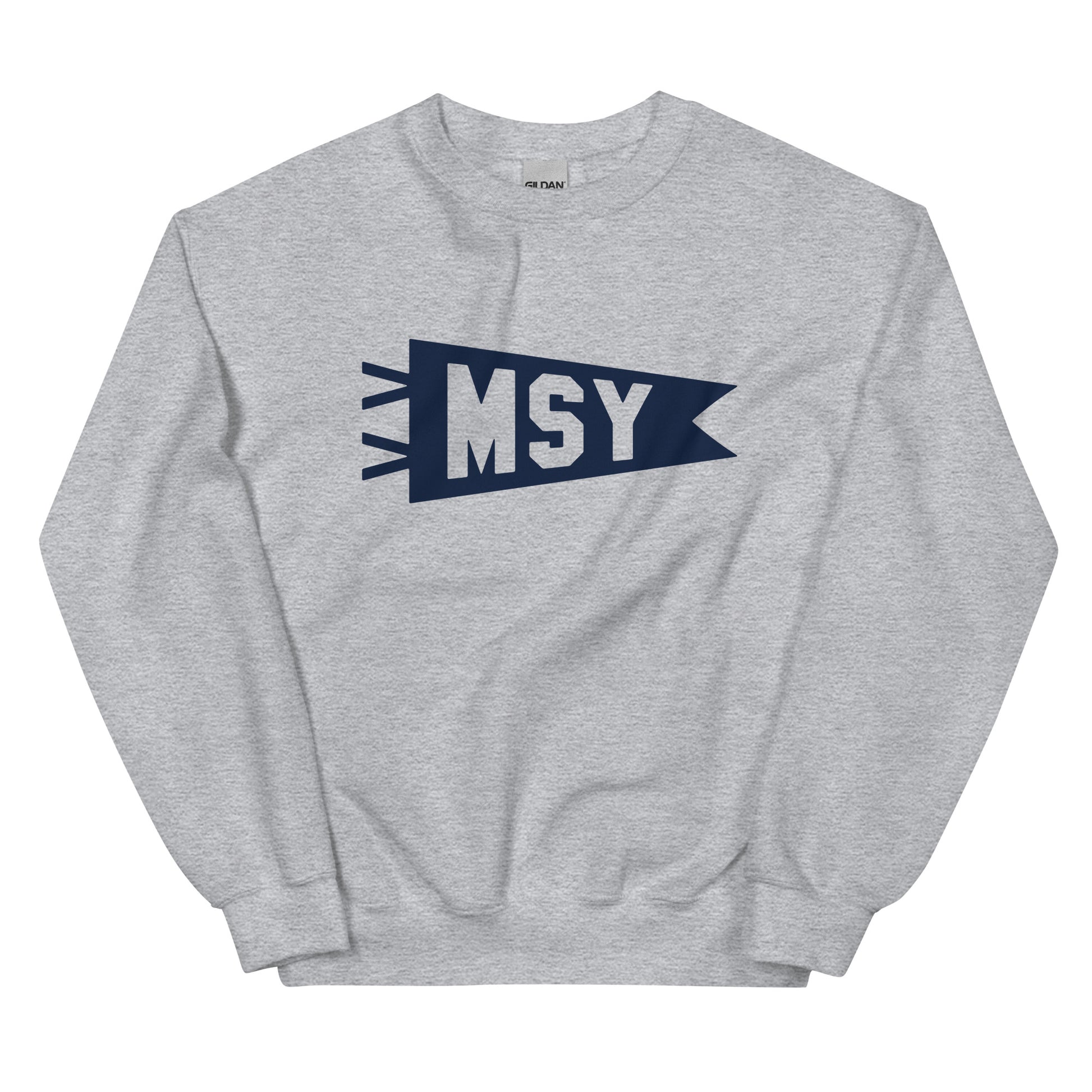 Airport Code Sweatshirt - Navy Blue Graphic • MSY New Orleans • YHM Designs - Image 02