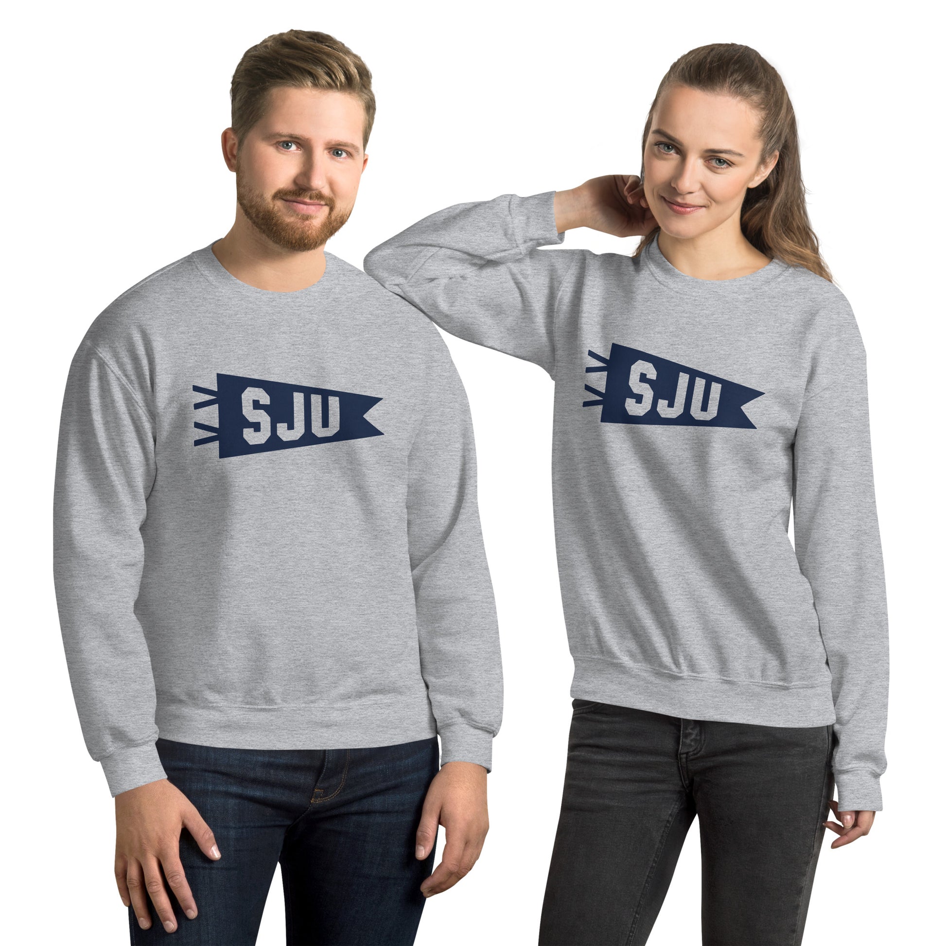 Airport Code Sweatshirt - Navy Blue Graphic • SJU San Juan • YHM Designs - Image 09