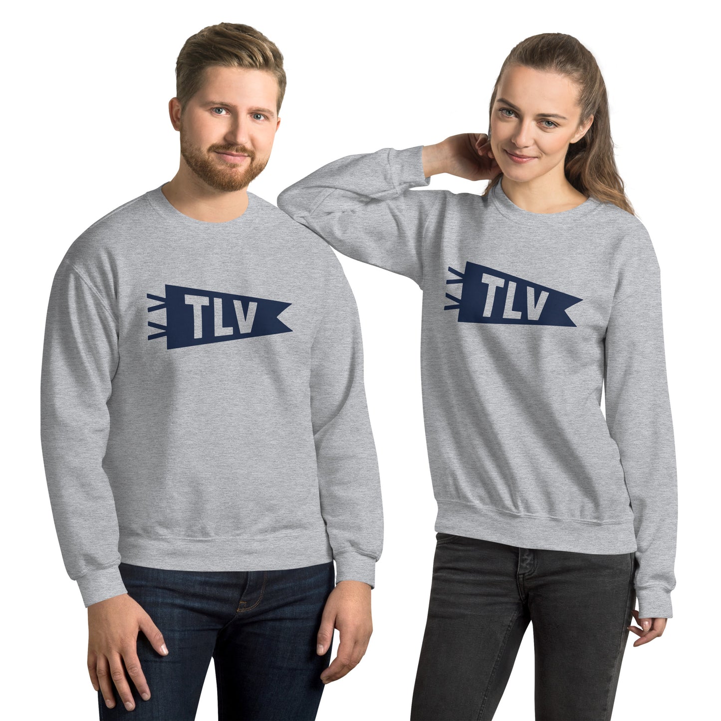 Airport Code Sweatshirt - Navy Blue Graphic • TLV Tel Aviv • YHM Designs - Image 09