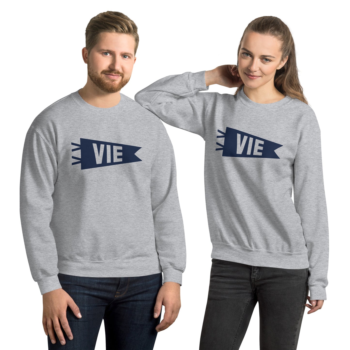 Airport Code Sweatshirt - Navy Blue Graphic • VIE Vienna • YHM Designs - Image 09