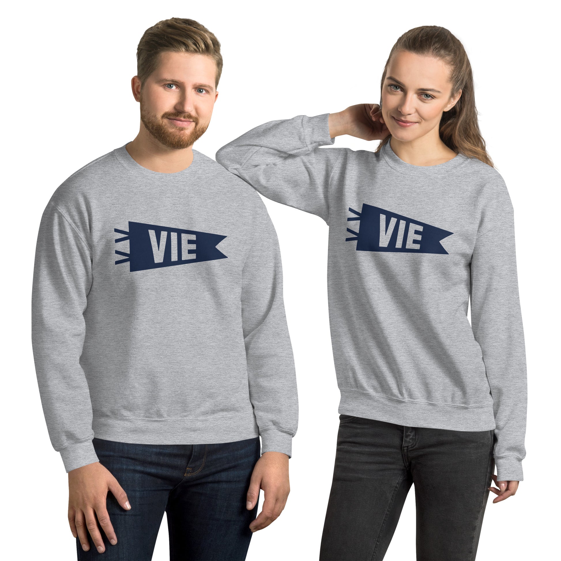 Airport Code Sweatshirt - Navy Blue Graphic • VIE Vienna • YHM Designs - Image 09