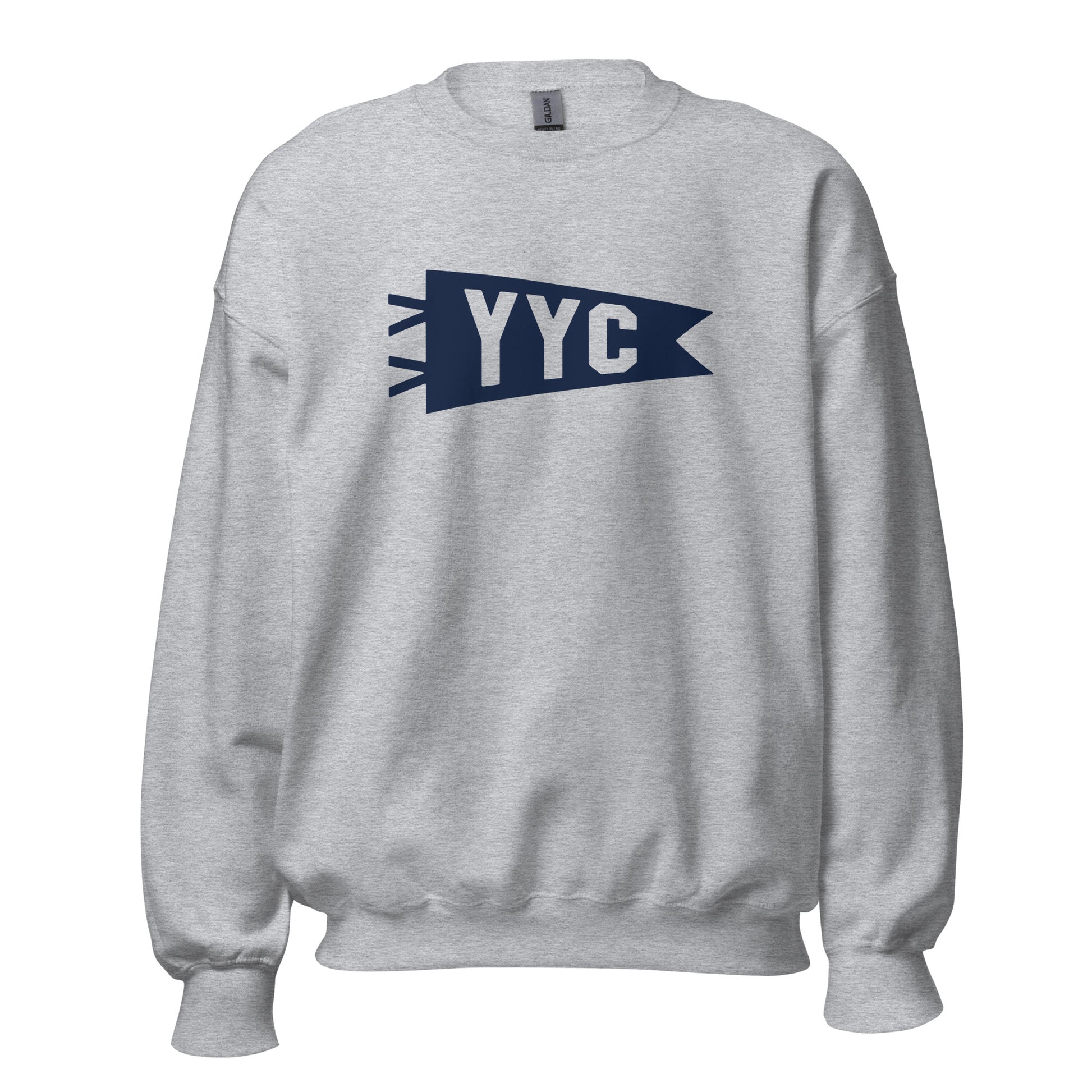 Airport Code Sweatshirt - Navy Blue Graphic • YYC Calgary • YHM Designs - Image 08