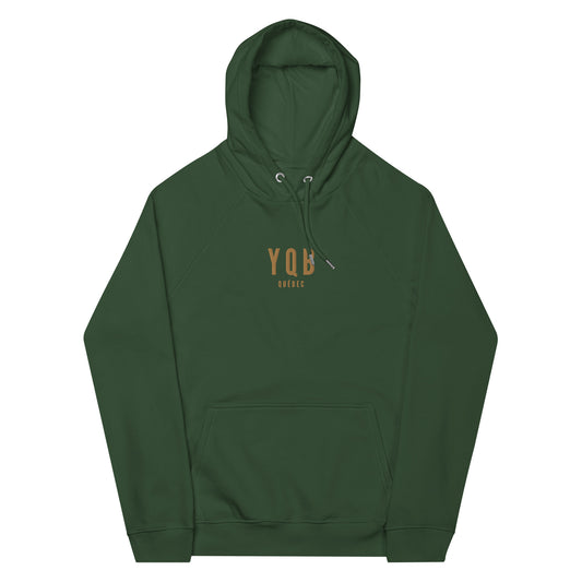 Embroidered Organic Hoodie - Old Gold • YQB Quebec City • YHM Designs - Image 01