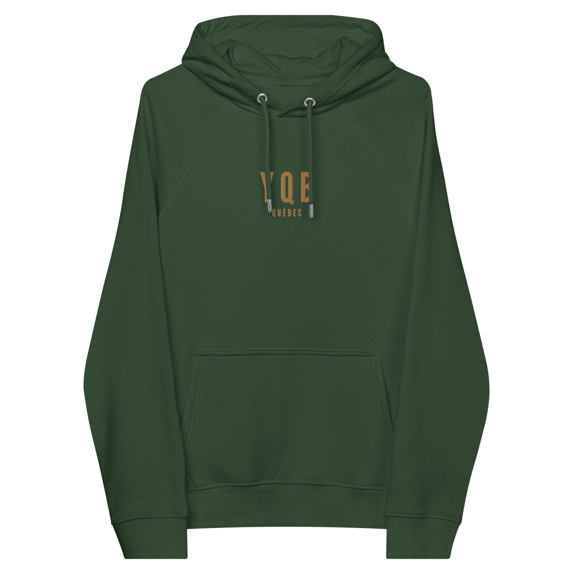 Embroidered Organic Hoodie - Old Gold • YQB Quebec City • YHM Designs - Image 08
