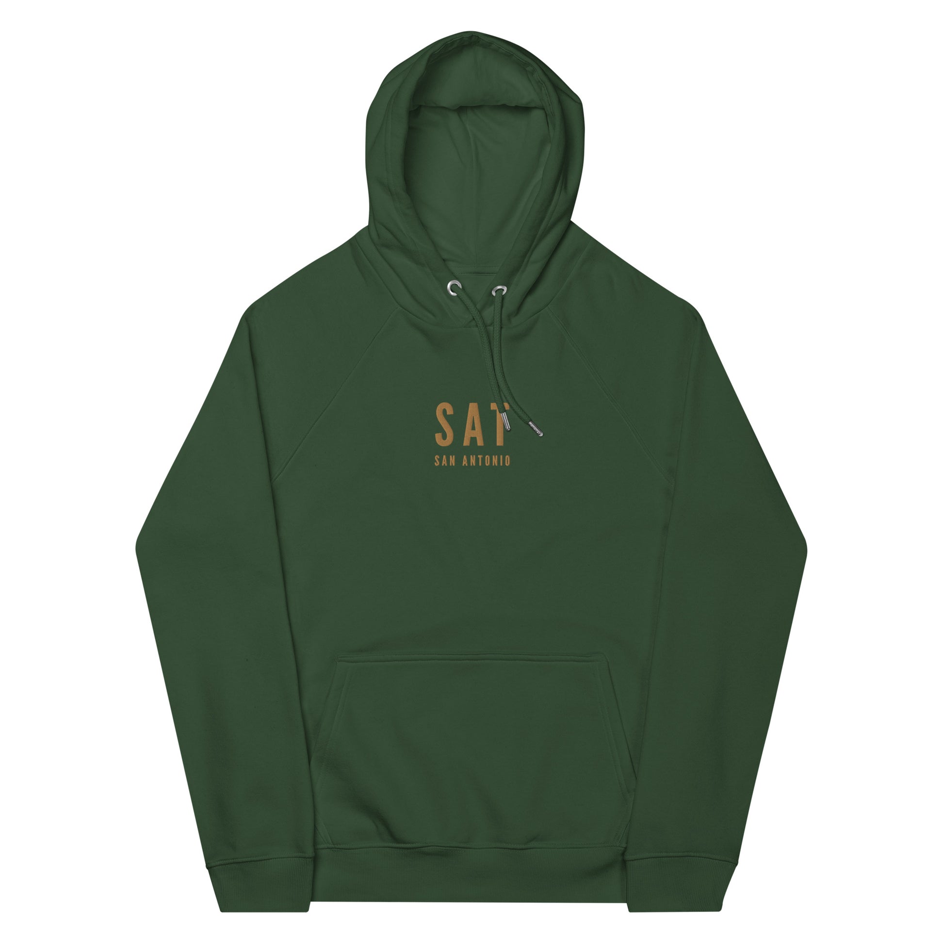 Embroidered Organic Hoodie - Old Gold • SAT San Antonio • YHM Designs - Image 01