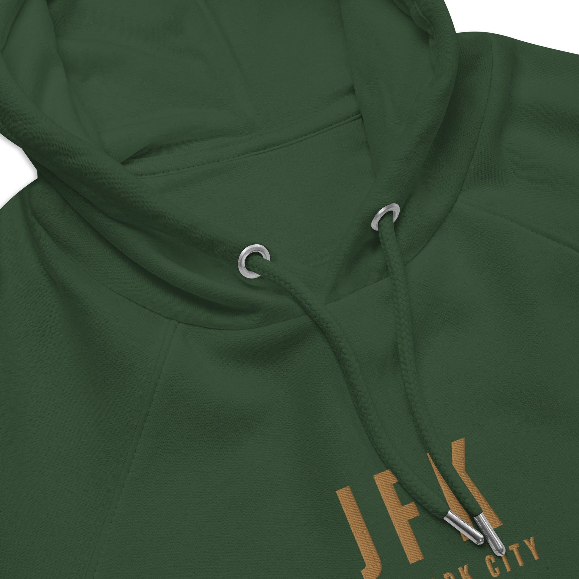 Embroidered Organic Hoodie - Old Gold • JFK New York City • YHM Designs - Image 07