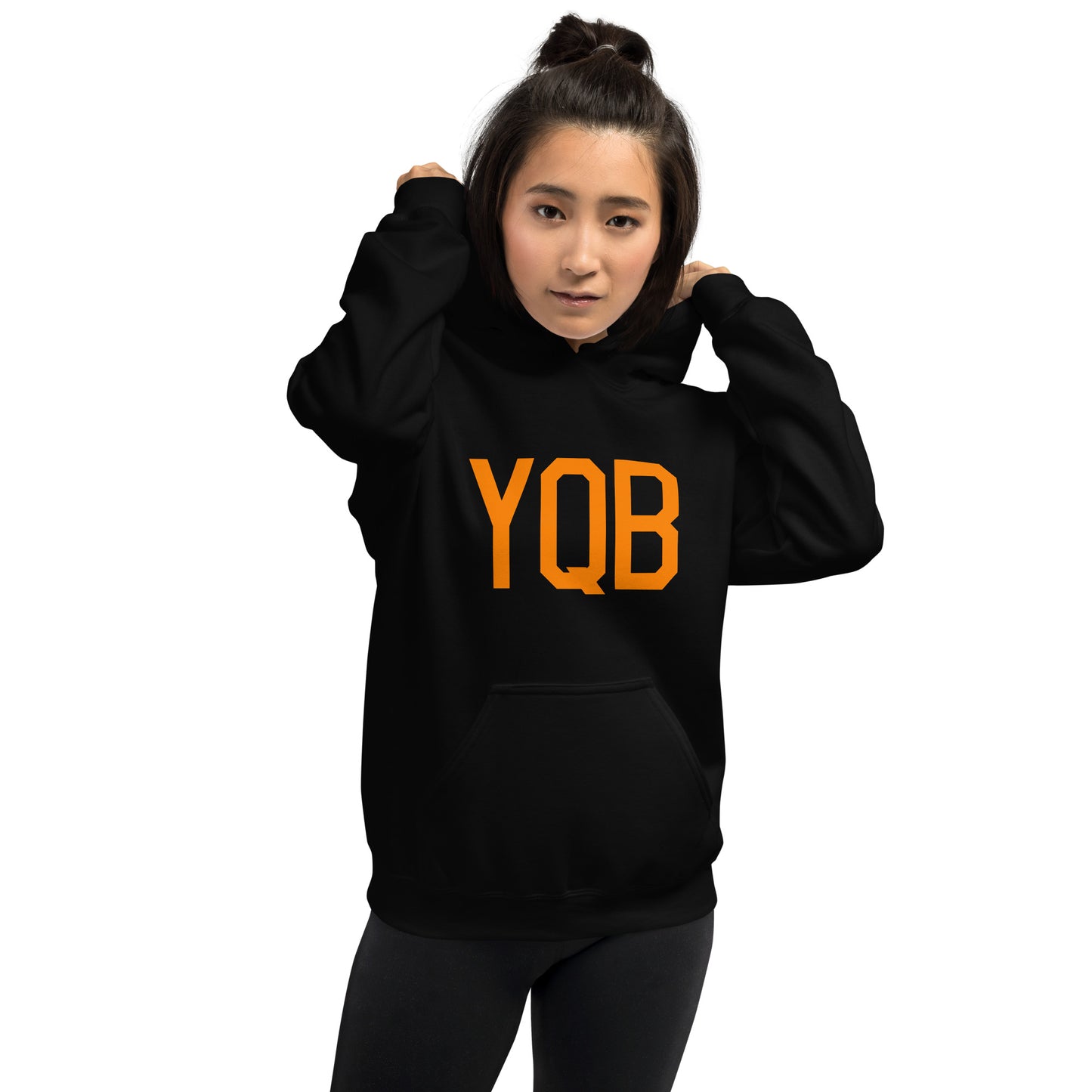 Unisex Hoodie - Orange Graphic • YQB Quebec City • YHM Designs - Image 01