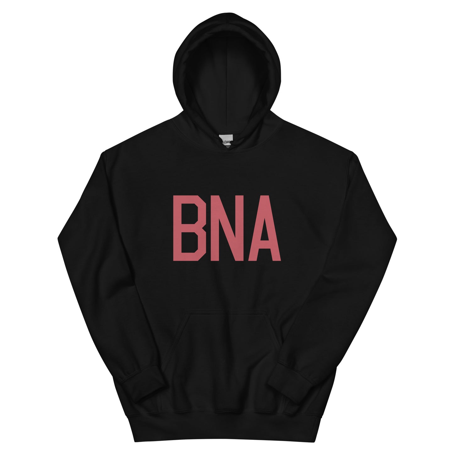 BNA Nashville Unisex Hoodie • Air Force Lettering in Deep Pink • YHM Designs - Image 01