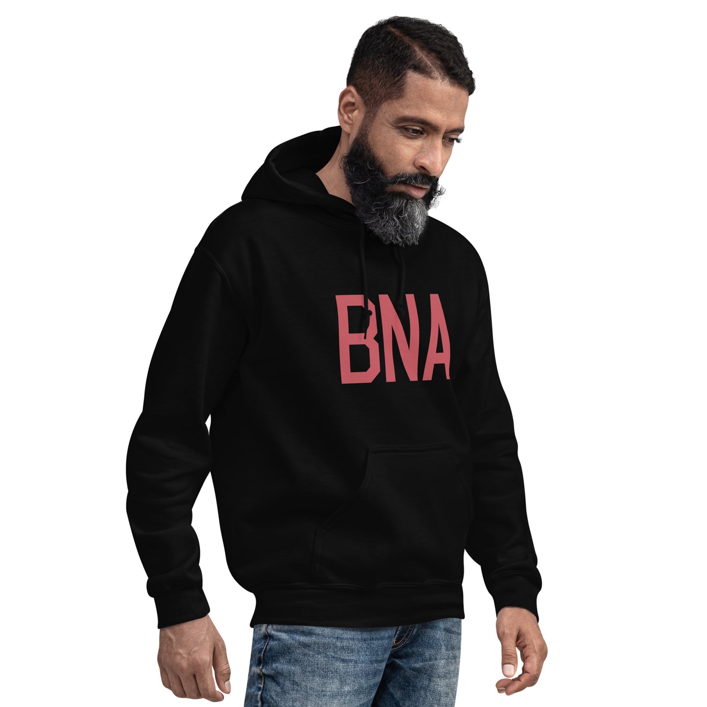 BNA Nashville Unisex Hoodie • Air Force Lettering in Deep Pink • YHM Designs - Image 06