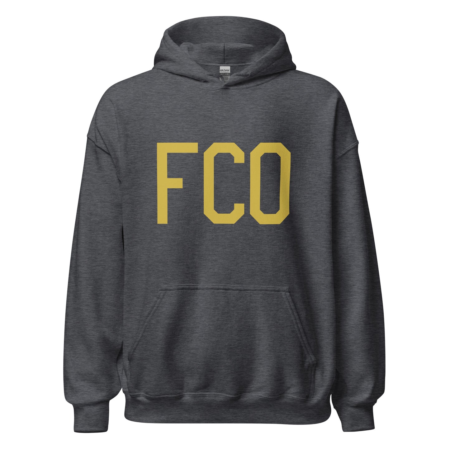 Aviation Gift Unisex Hoodie - Old Gold Graphic • FCO Rome • YHM Designs - Image 03