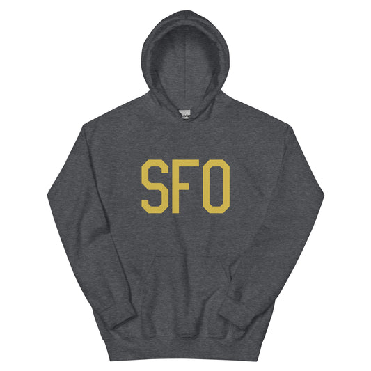 Aviation Gift Unisex Hoodie - Old Gold Graphic • SFO San Francisco • YHM Designs - Image 01