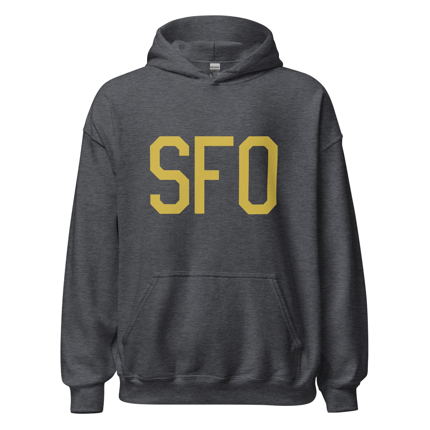 Aviation Gift Unisex Hoodie - Old Gold Graphic • SFO San Francisco • YHM Designs - Image 03