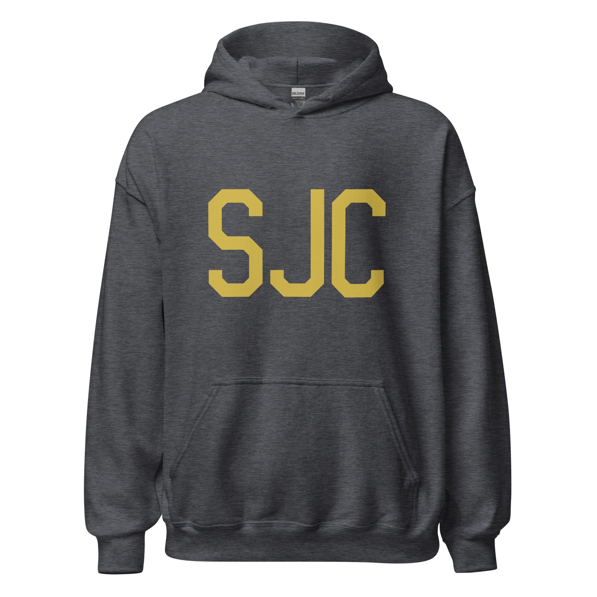 SJC San Jose Unisex Hoodie • Air Force Lettering in Old Gold • YHM Designs - Image 03