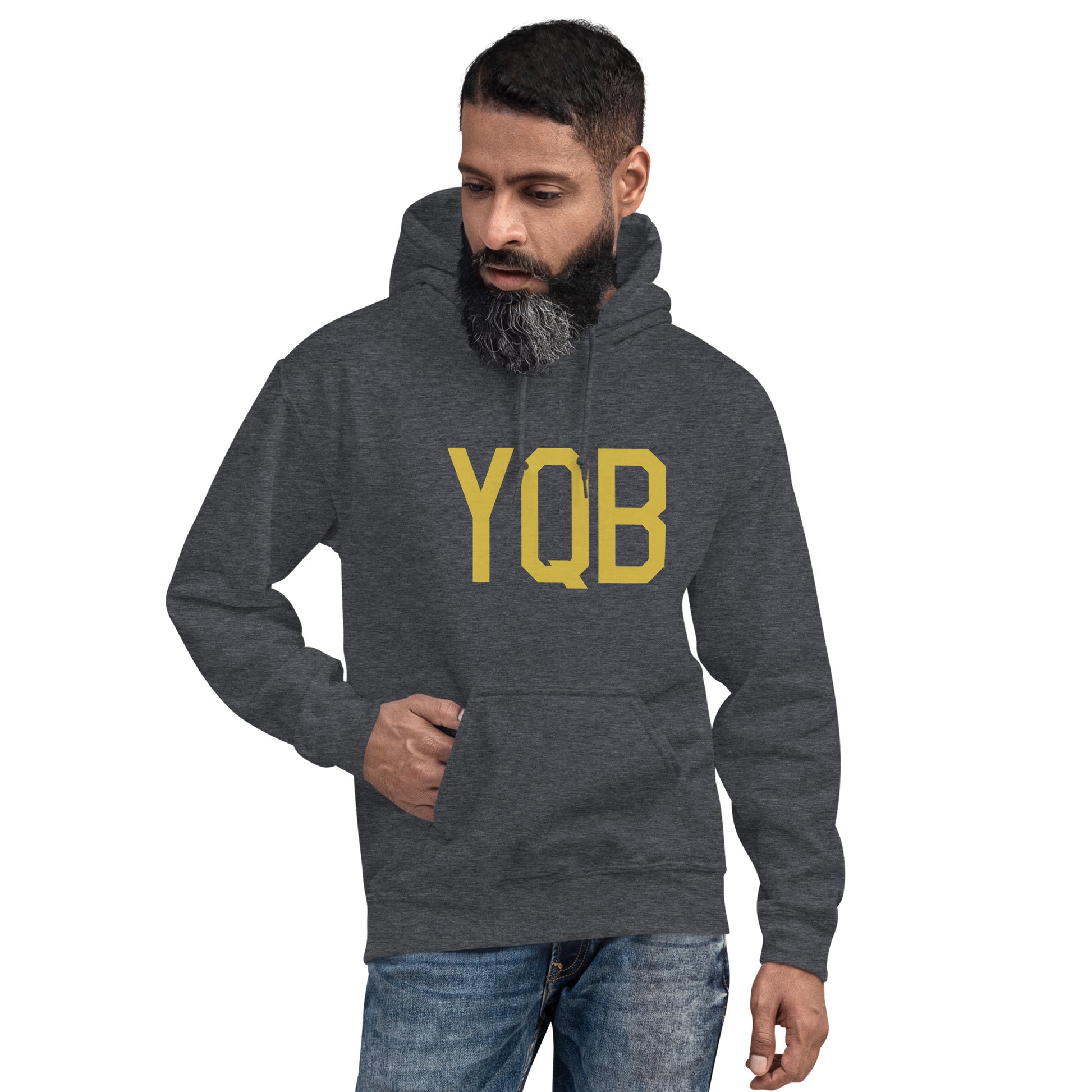 Aviation Gift Unisex Hoodie - Old Gold Graphic • YQB Quebec City • YHM Designs - Image 05