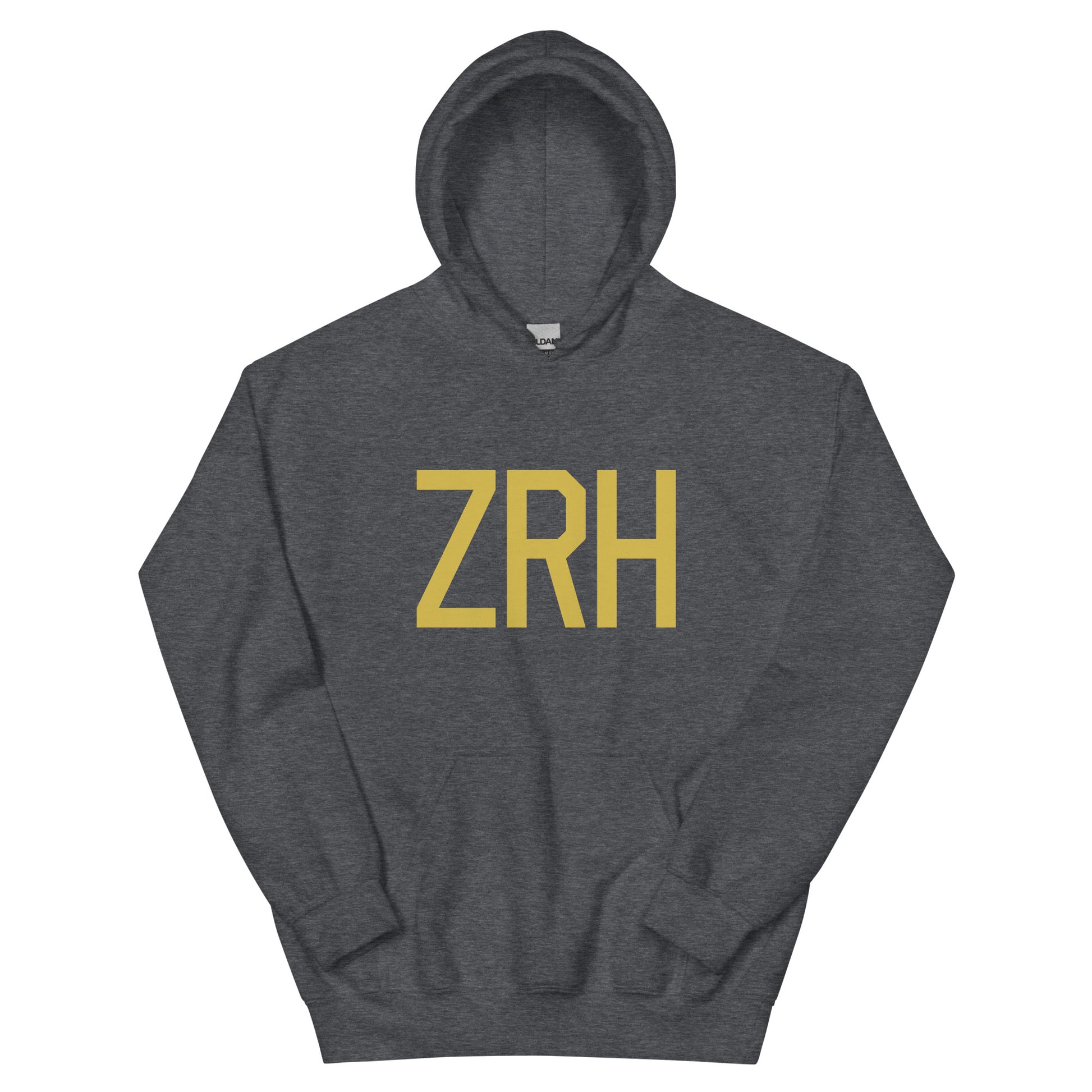 Aviation Gift Unisex Hoodie - Old Gold Graphic • ZRH Zurich • YHM Designs - Image 01