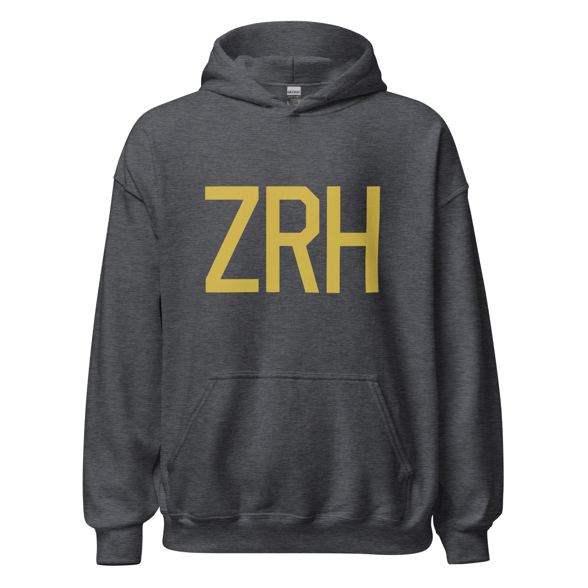 Aviation Gift Unisex Hoodie - Old Gold Graphic • ZRH Zurich • YHM Designs - Image 03