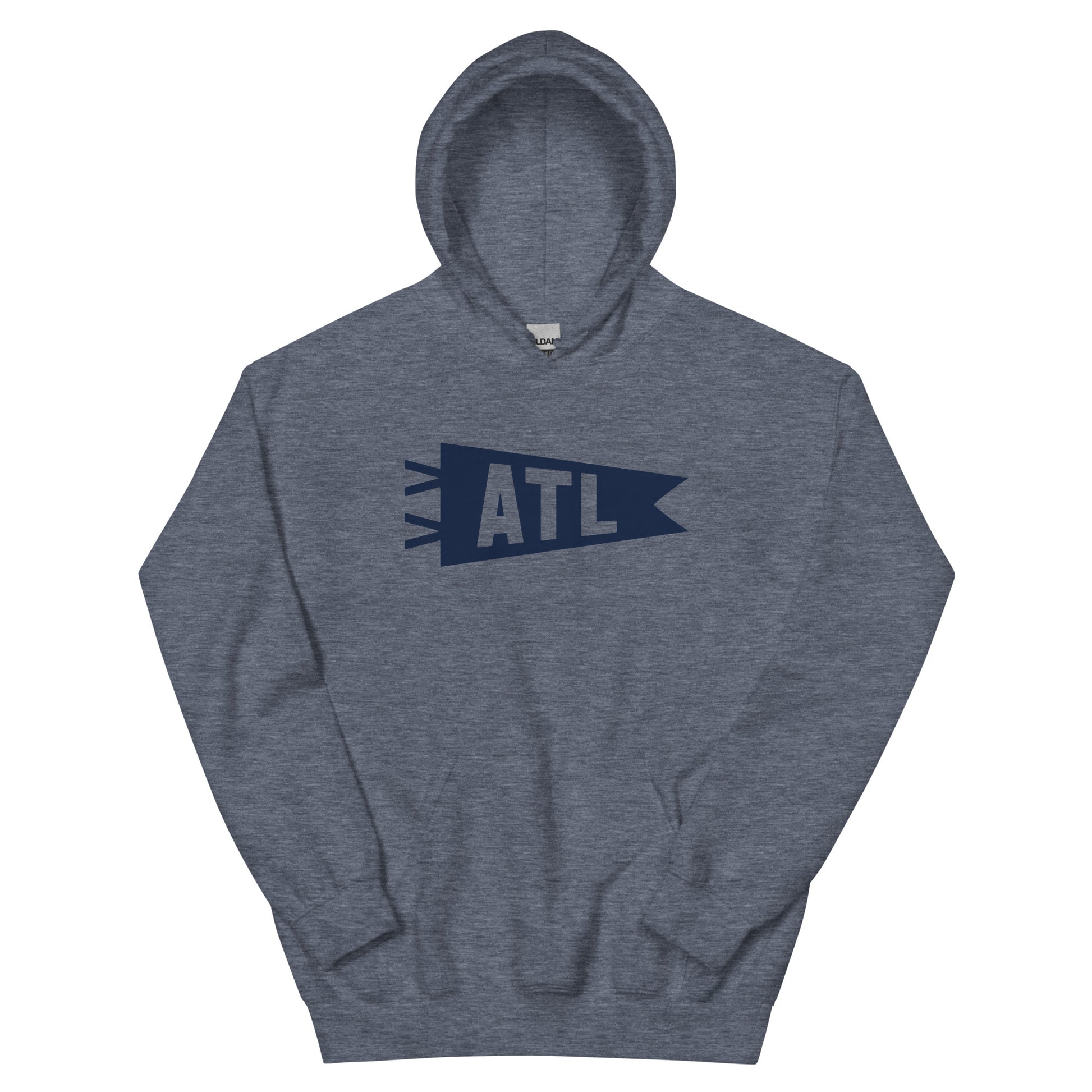 Airport Code Unisex Hoodie - Navy Blue Graphic • ATL Atlanta • YHM Designs - Image 01