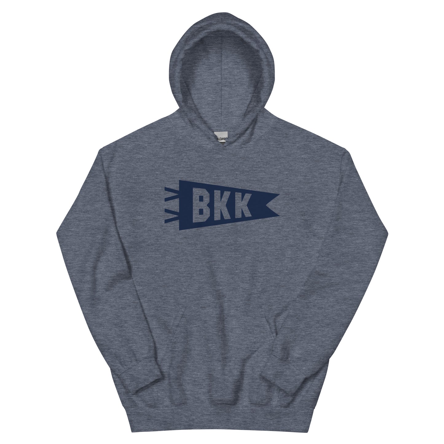 Airport Code Unisex Hoodie - Navy Blue Graphic • BKK Bangkok • YHM Designs - Image 01